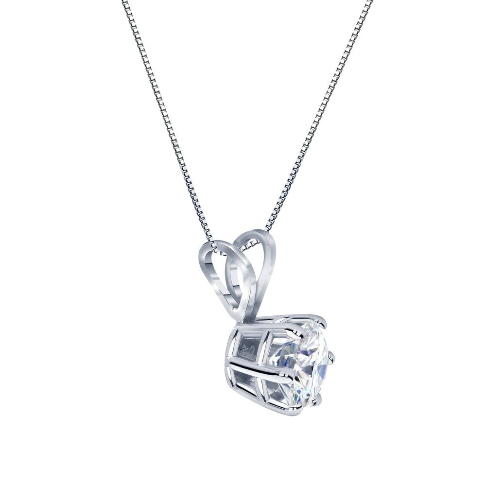 Auriya 1 1/2ctw Round Solitaire Moissanite Necklace Platinum - 7.4 mm - 7.4 mm