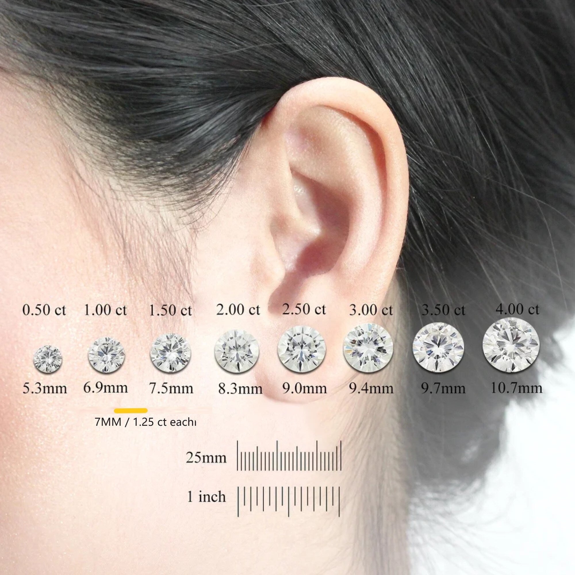 Auriya 2ctw Round Moissanite Stud Earrings Platinum 4-Prong Basket - 6.5 mm