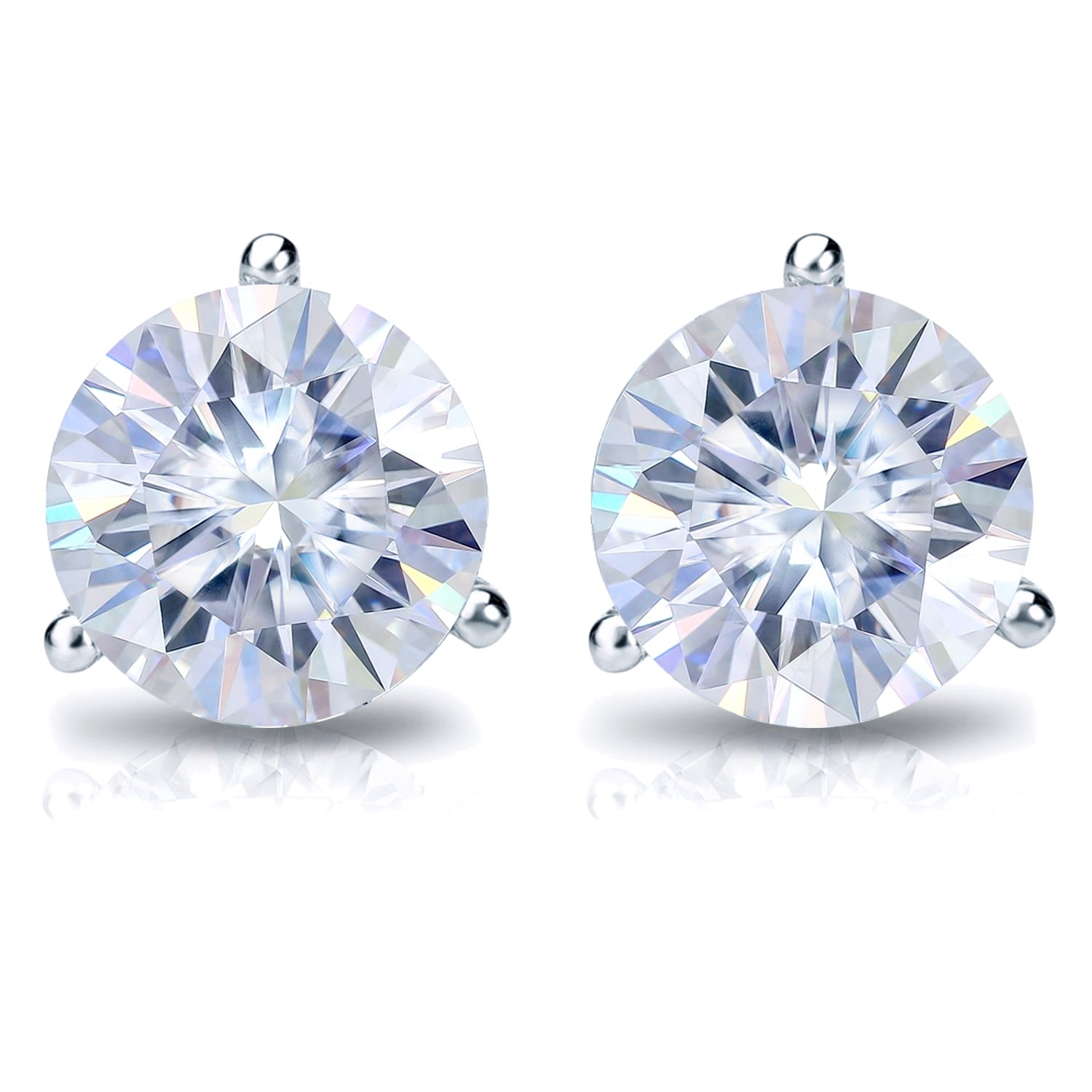 Auriya Platinum 2ctw Round Moissanite Stud Earrings Martini-set - 6.5 mm