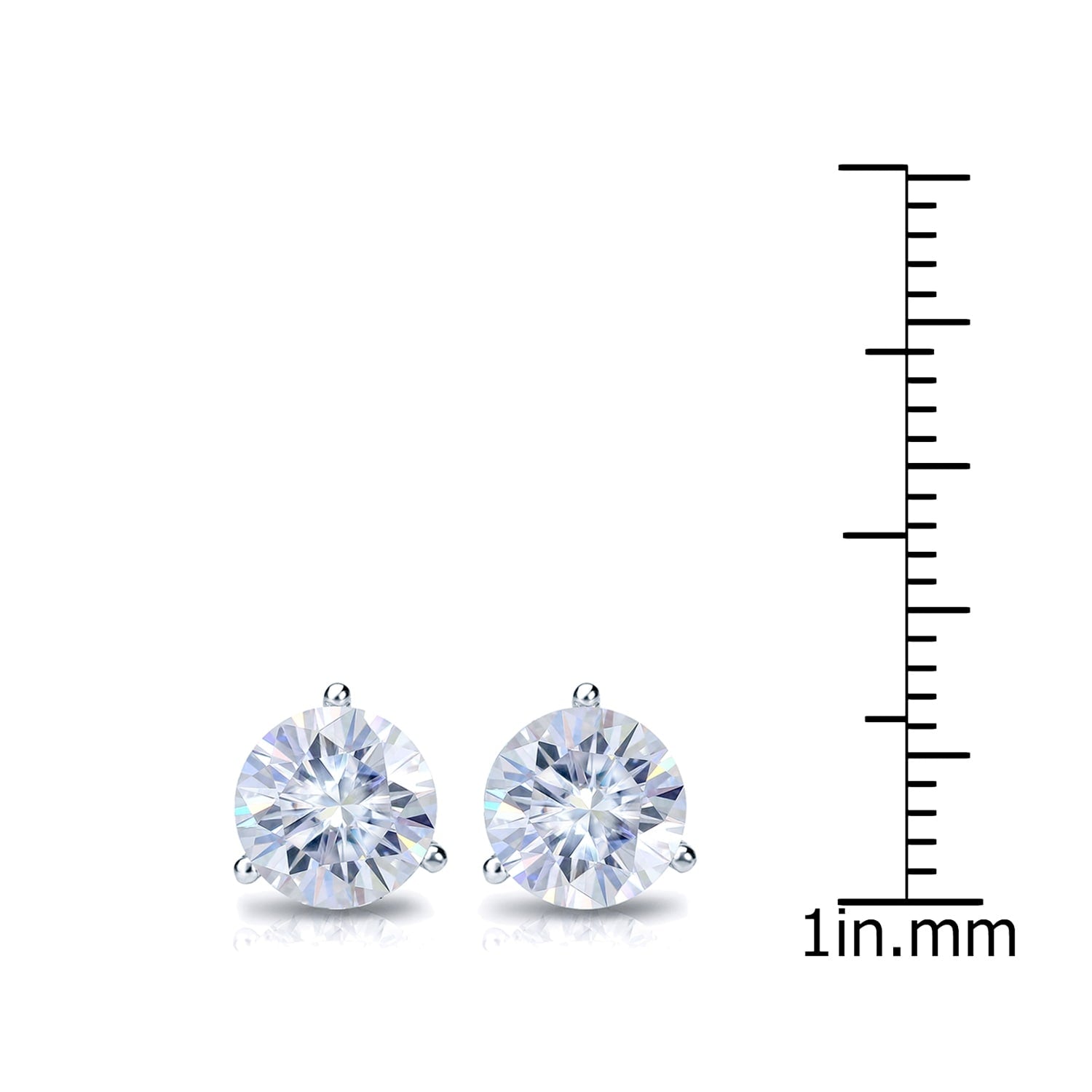 Auriya Platinum 2ctw Round Moissanite Stud Earrings Martini-set - 6.5 mm