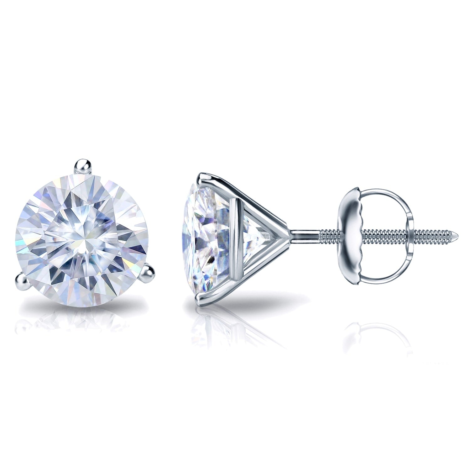 Auriya Platinum 2ctw Round Moissanite Stud Earrings Martini-set - 6.5 mm