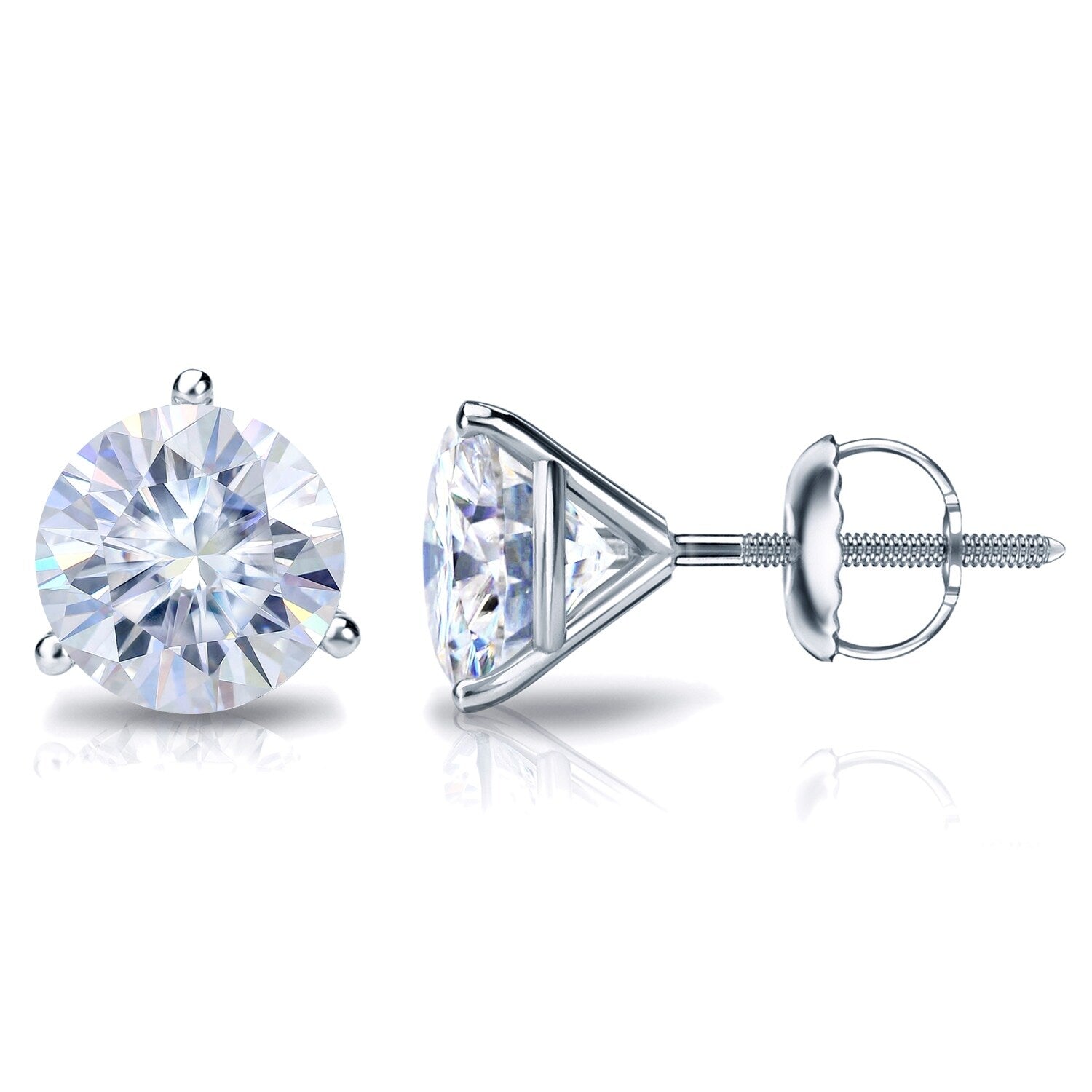 Auriya Platinum 2ctw Round Moissanite Stud Earrings Martini-set - 6.5 mm