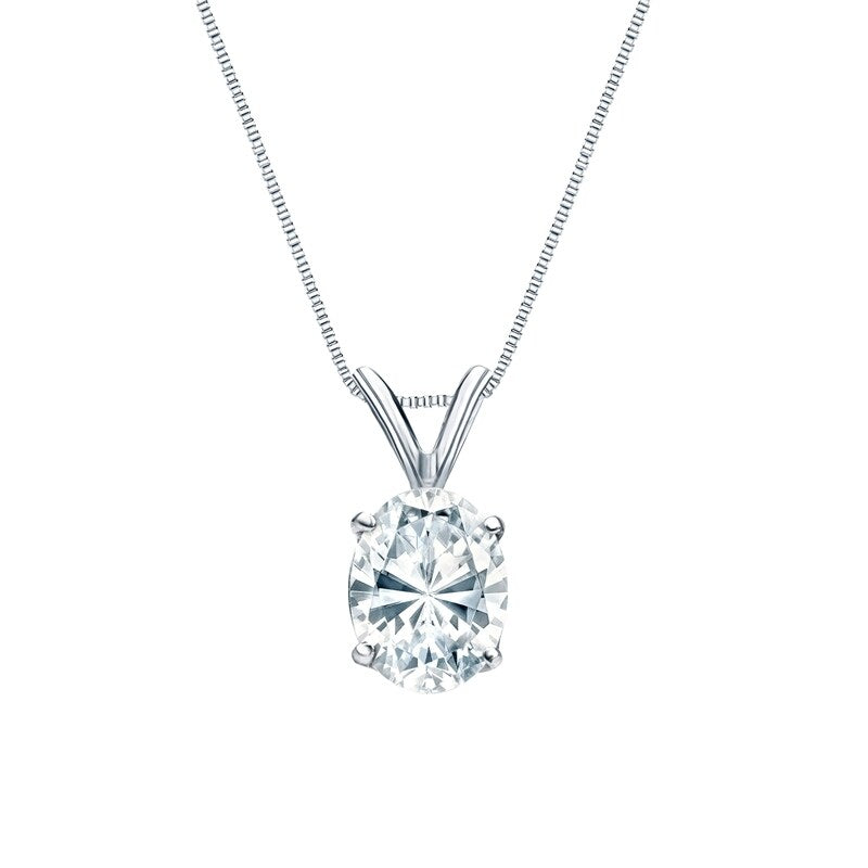 Auriya Platinum 3.00ctw Oval Solitaire Lab Grown Diamond Necklace 4-Prong Basket (F-G VS) - 3