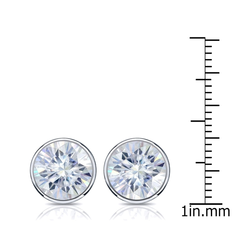 Auriya Platinum 7ctw Bezel-set Round Moissanite Stud Earrings
