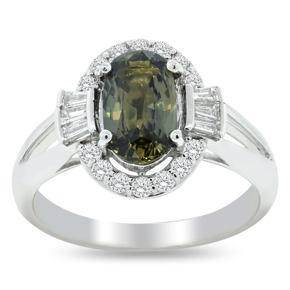 Auriya Platinum Certified 1 7/8ct Sapphire and 3/8ct TDW Round Diamonds Halo Engagement Ring