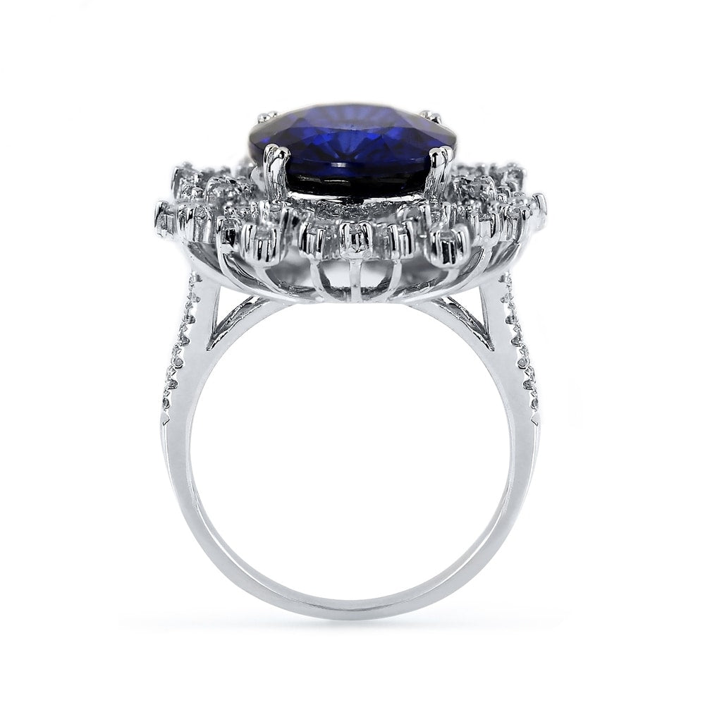 Auriya 18k Gold 8 3/4ct Blue Sapphire and 9/10ctw Halo Diamond Engagement Ring