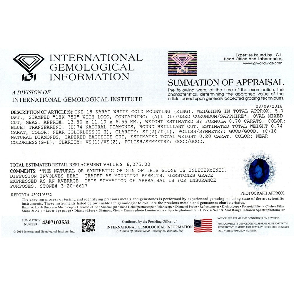 Auriya 18k Gold 8 3/4ct Blue Sapphire and 9/10ctw Halo Diamond Engagement Ring
