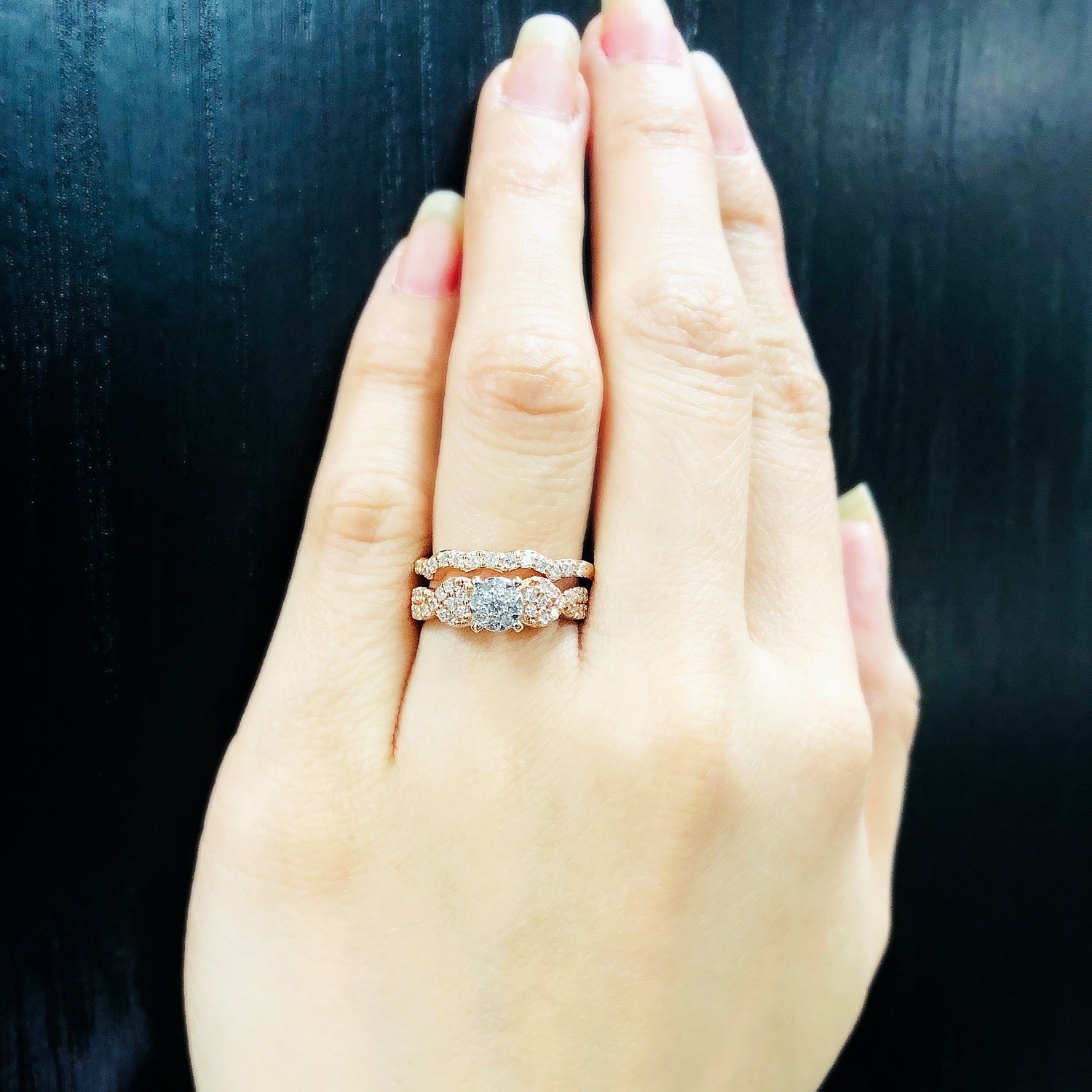 Auriya 1/2ctw Braided Twist Diamond Engagement Ring Set 14k Rose Gold