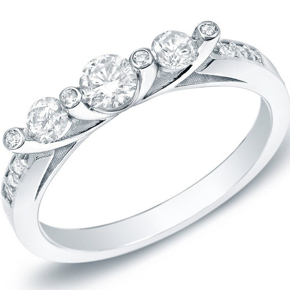 Auriya Unique 1/2ctw 3 Stone Diamond Ring 14k Gold