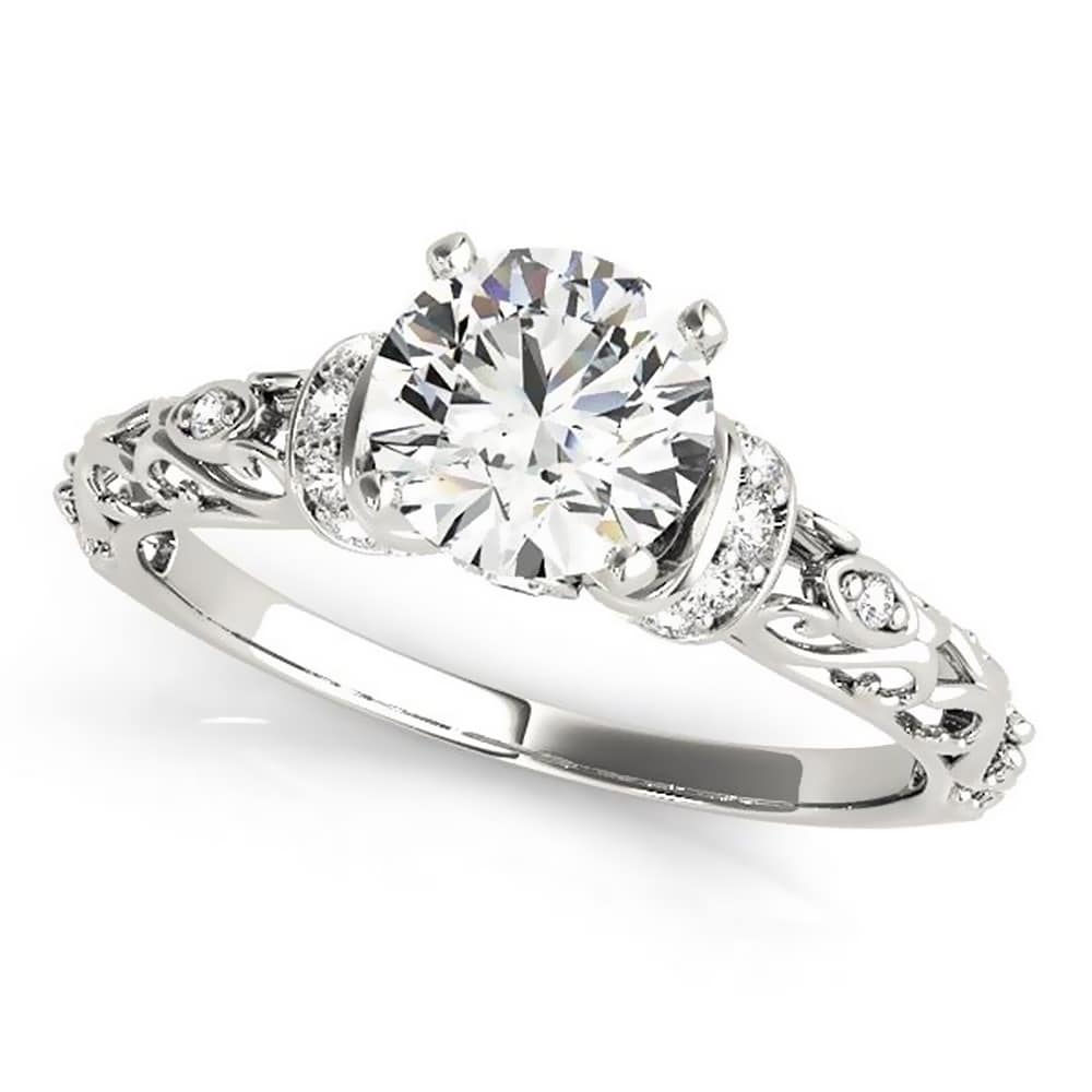 Auriya 14k Gold 2 carat Vintage Moissanite and Diamond Engagement Ring 1/8ctw
