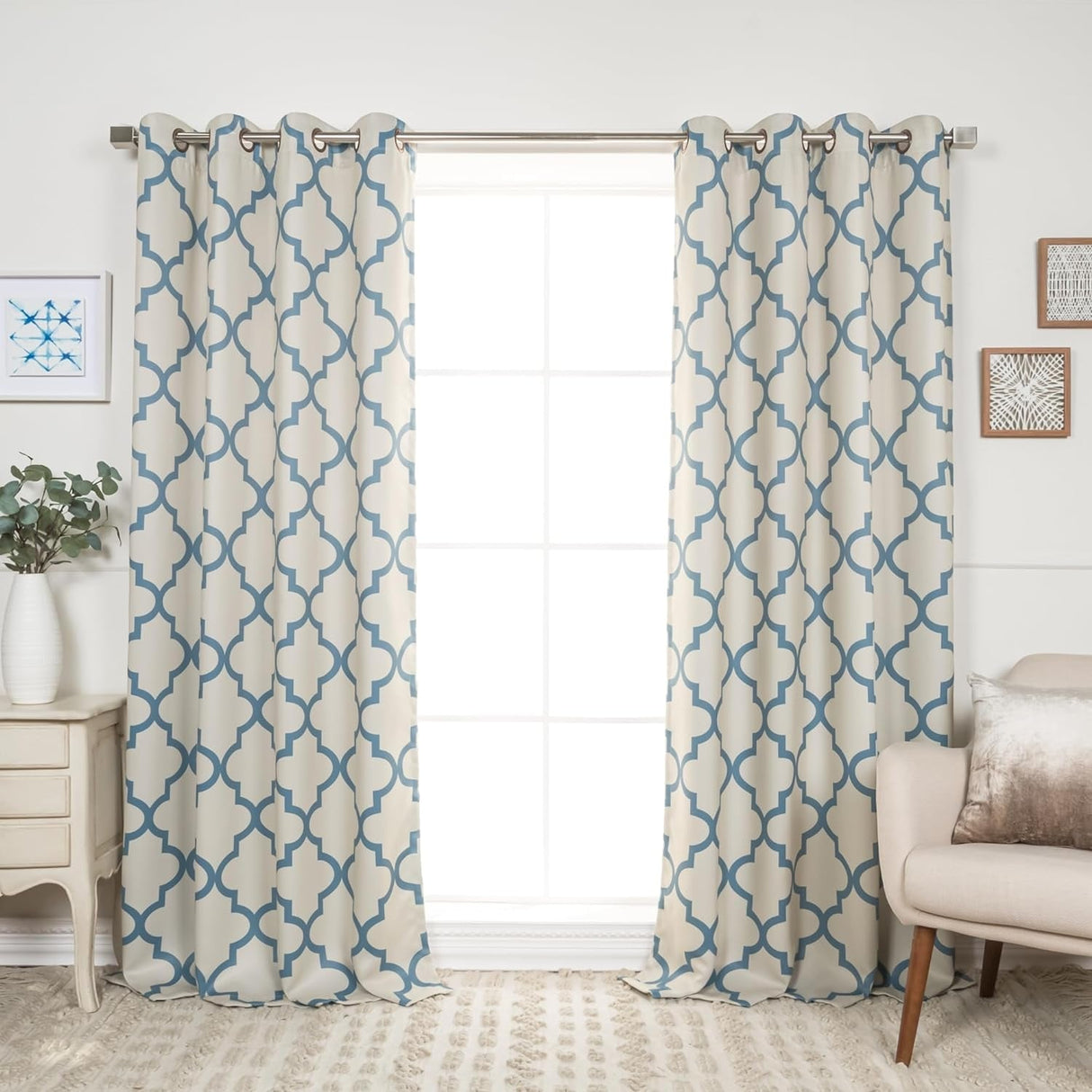 Aurora Home Moroccan Tile 63 Inch Room Darkening Curtain Panel Pair - 52 x 63