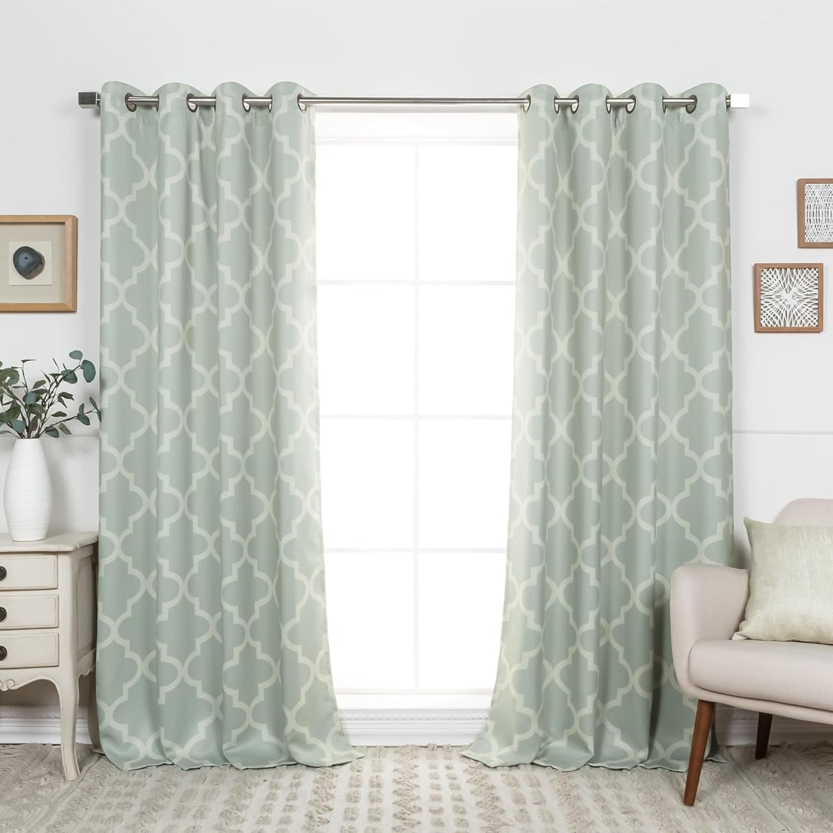 Aurora Home Moroccan Tile 63 Inch Room Darkening Curtain Panel Pair - 52 x 63