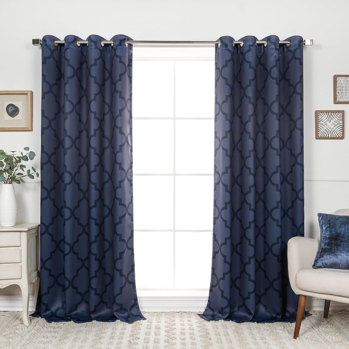 Aurora Home Moroccan Tile 63 Inch Room Darkening Curtain Panel Pair - 52 x 63