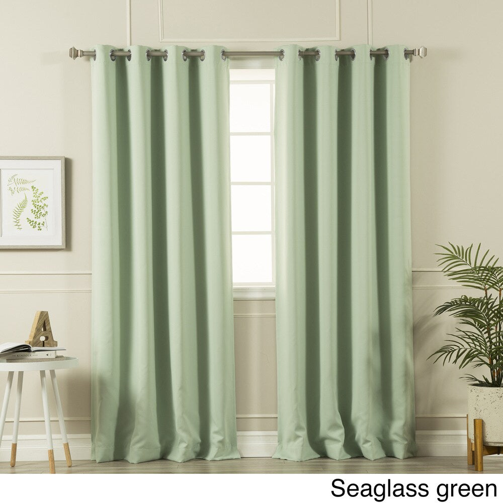 Aurora Home Silvertone Grommet Top Thermal Insulated Blackout Curtain Panel Pair