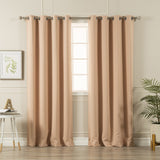 Aurora Home Silvertone Grommet Top Thermal Insulated Blackout Curtain Panel Pair
