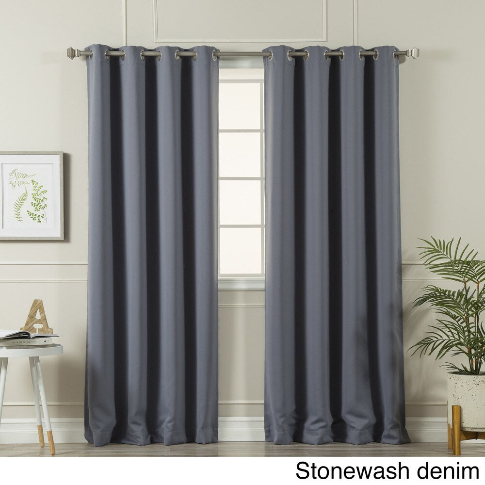 Aurora Home Silvertone Grommet Top Thermal Insulated Blackout Curtain Panel Pair