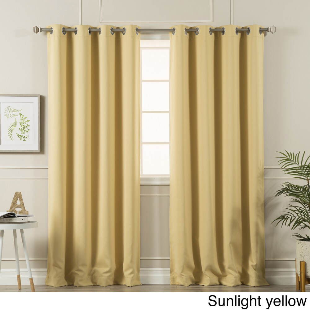 Aurora Home Silvertone Grommet Top Thermal Insulated Blackout Curtain Panel Pair