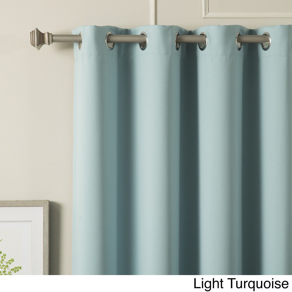 Aurora Home Silvertone Grommet Top Thermal Insulated Blackout Curtain Panel Pair