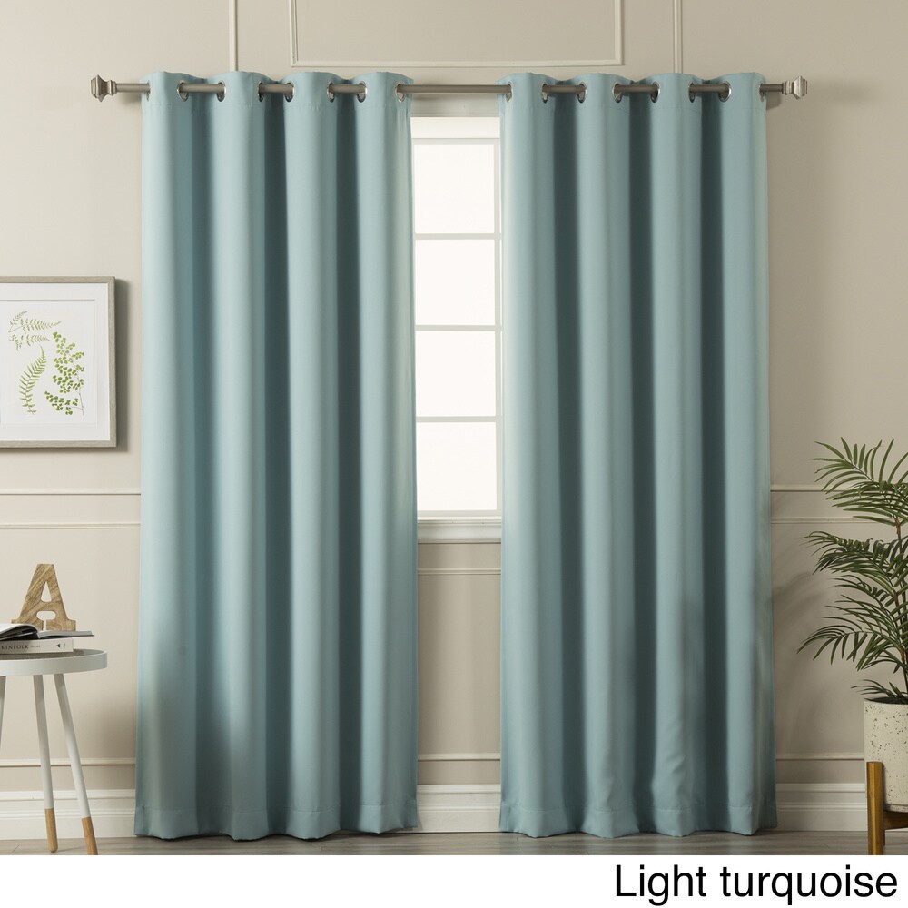 Aurora Home Silvertone Grommet Top Thermal Insulated Blackout Curtain Panel Pair
