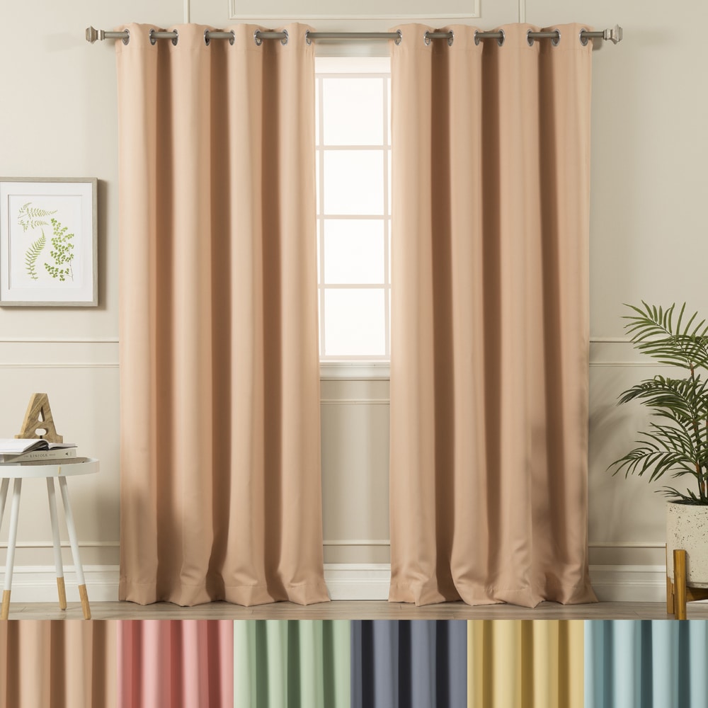 Aurora Home Silvertone Grommet Top Thermal Insulated Blackout Curtain Panel Pair