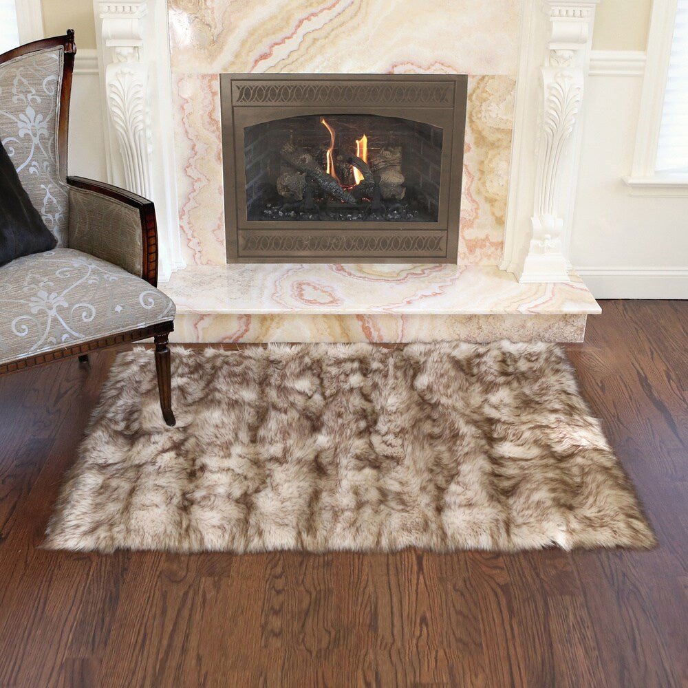 Aurora Home Wild Mannered Luxury Long Faux Fur Rug (3'4 x 4'10)