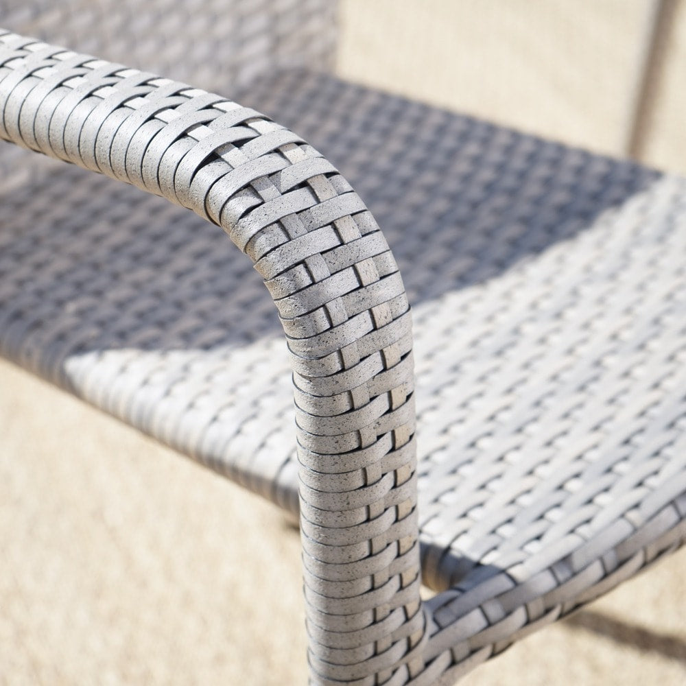Aurora Outdoor Wicker Aluminum Stacking Dining Chair (Set of 4) by Christopher Knight Home