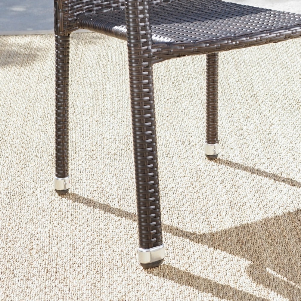 Aurora Outdoor Wicker Aluminum Stacking Dining Chair (Set of 4) by Christopher Knight Home