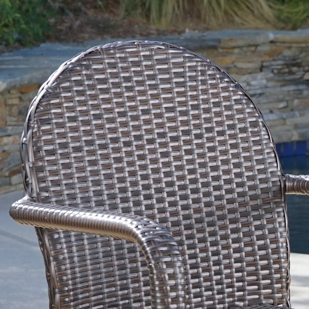 Aurora Outdoor Wicker Aluminum Stacking Dining Chair (Set of 4) by Christopher Knight Home