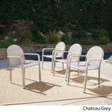 Aurora Outdoor Wicker Aluminum Stacking Dining Chair (Set of 4) by Christopher Knight Home