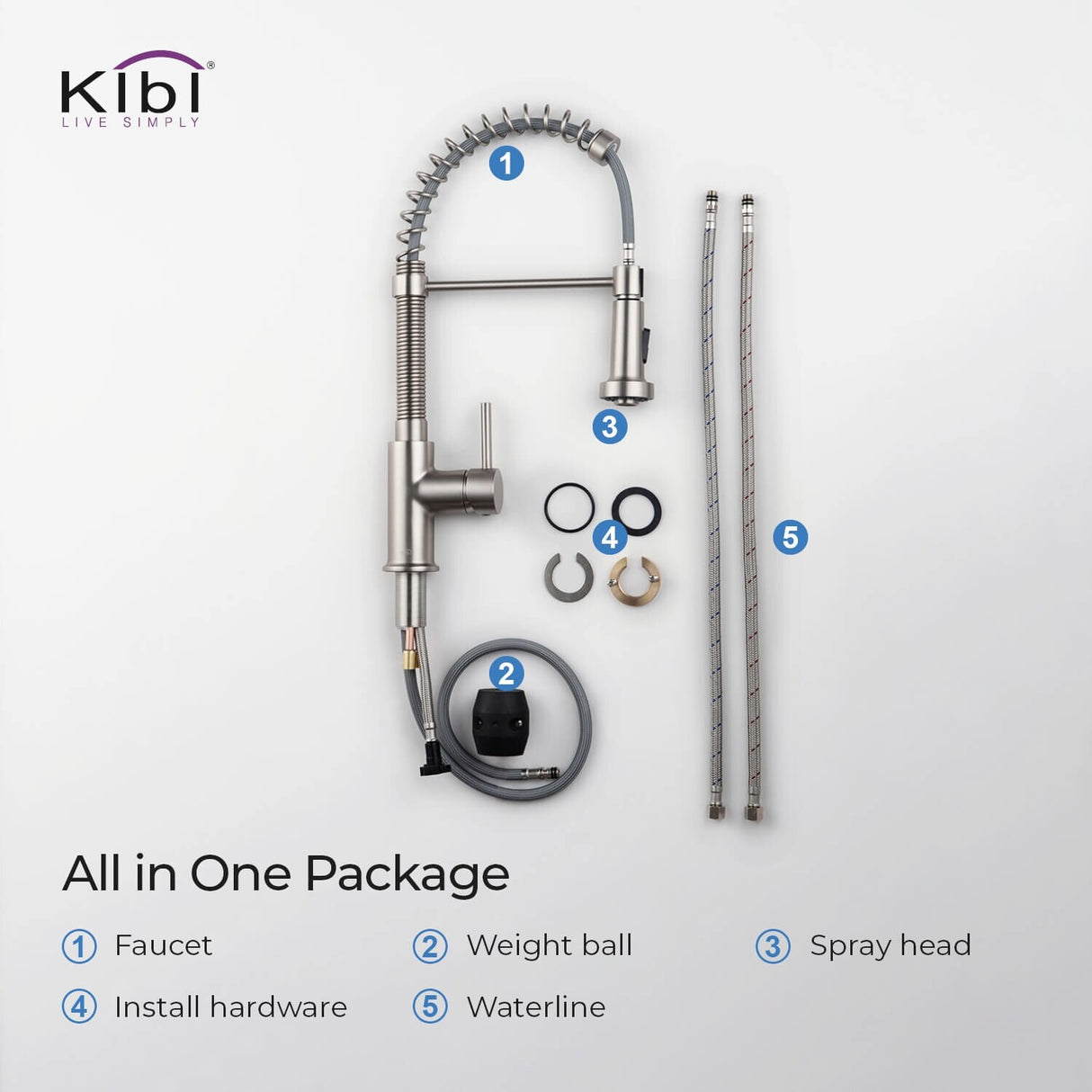 Aurora Single Handle Pull Down Kitchen Sink Faucet