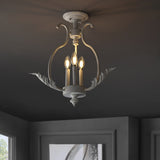 Austen 12.2" Metal LED Semi-Flush Mount, Antique White by JONATHAN Y