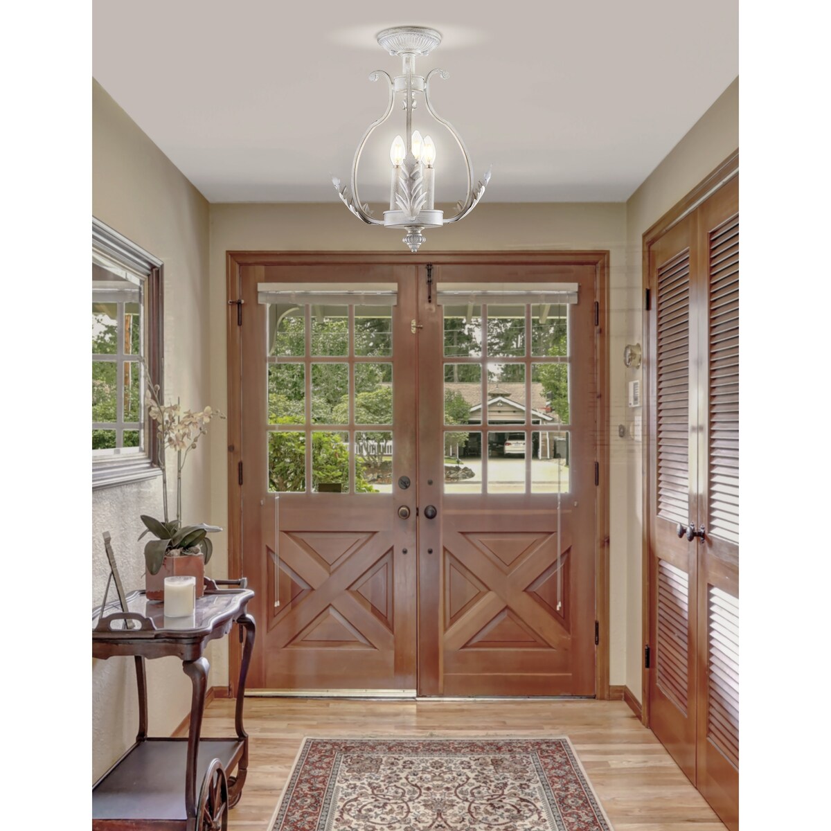 Austen 12.2" Metal LED Semi-Flush Mount, Antique White by JONATHAN Y