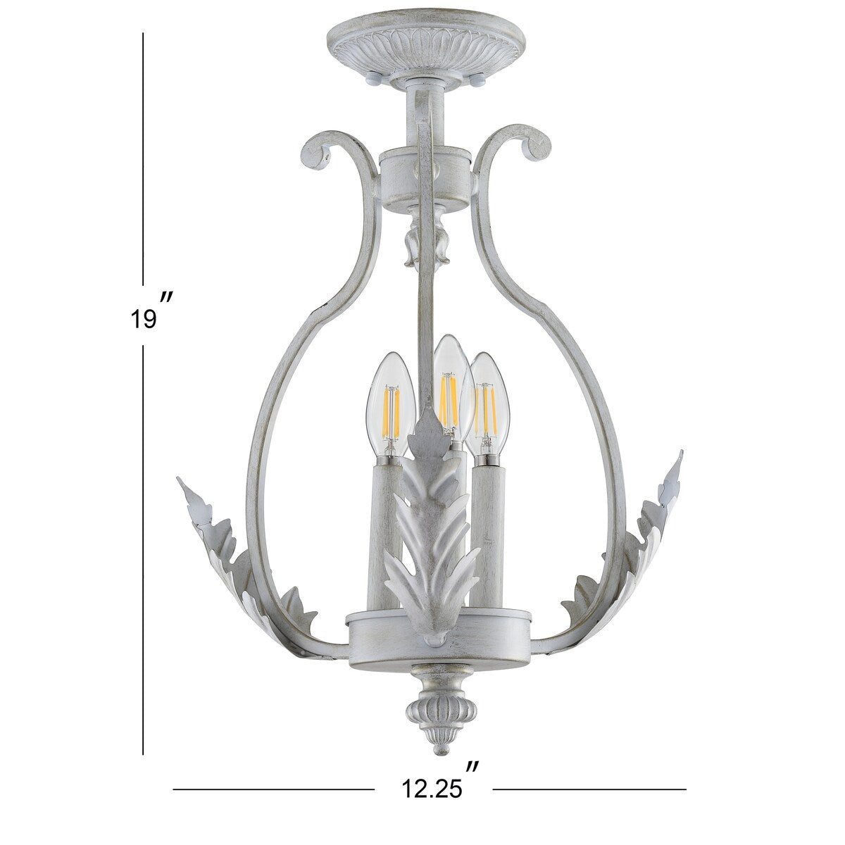 Austen 12.2" Metal LED Semi-Flush Mount, Antique White by JONATHAN Y