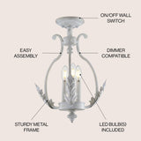 Austen 12.2" Metal LED Semi-Flush Mount, Antique White by JONATHAN Y