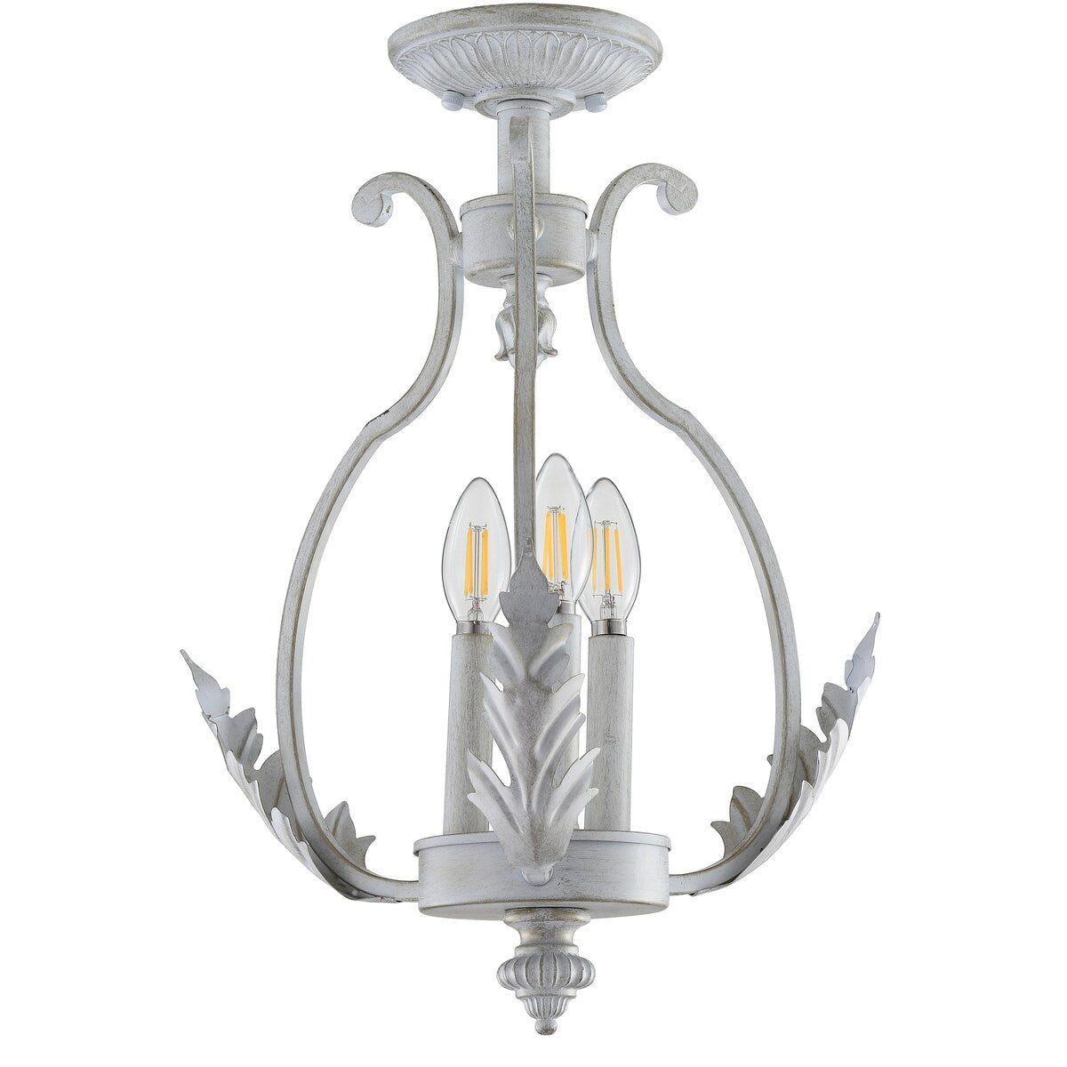 Austen 12.2" Metal LED Semi-Flush Mount, Antique White by JONATHAN Y