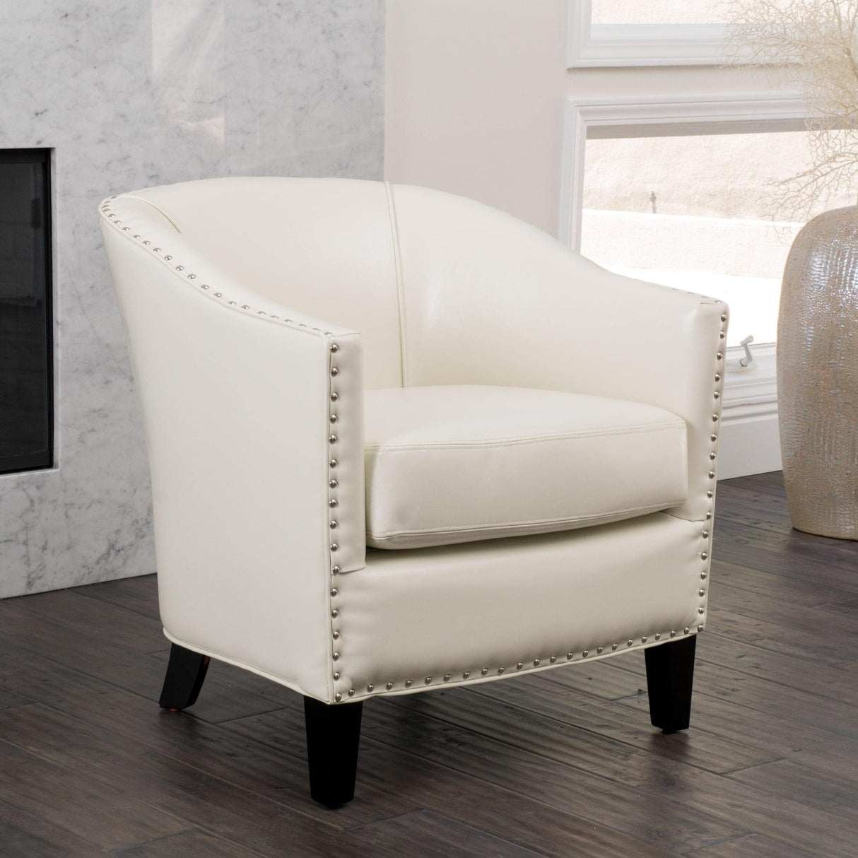 Austin Ivory Bonded Leather Club Chair by Christopher Knight Home
