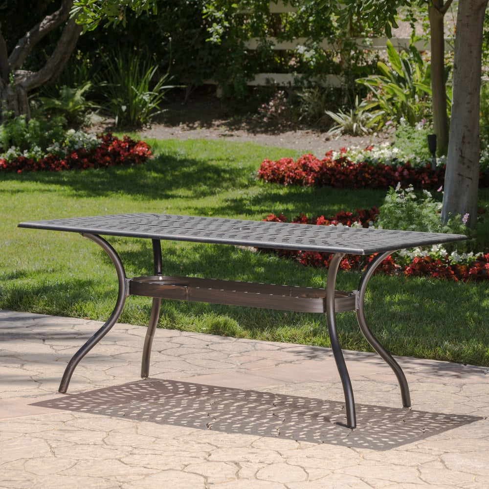 Austin Outdoor 7-piece Cast Aluminum Rectangle Dining Set by Christopher Knight Home