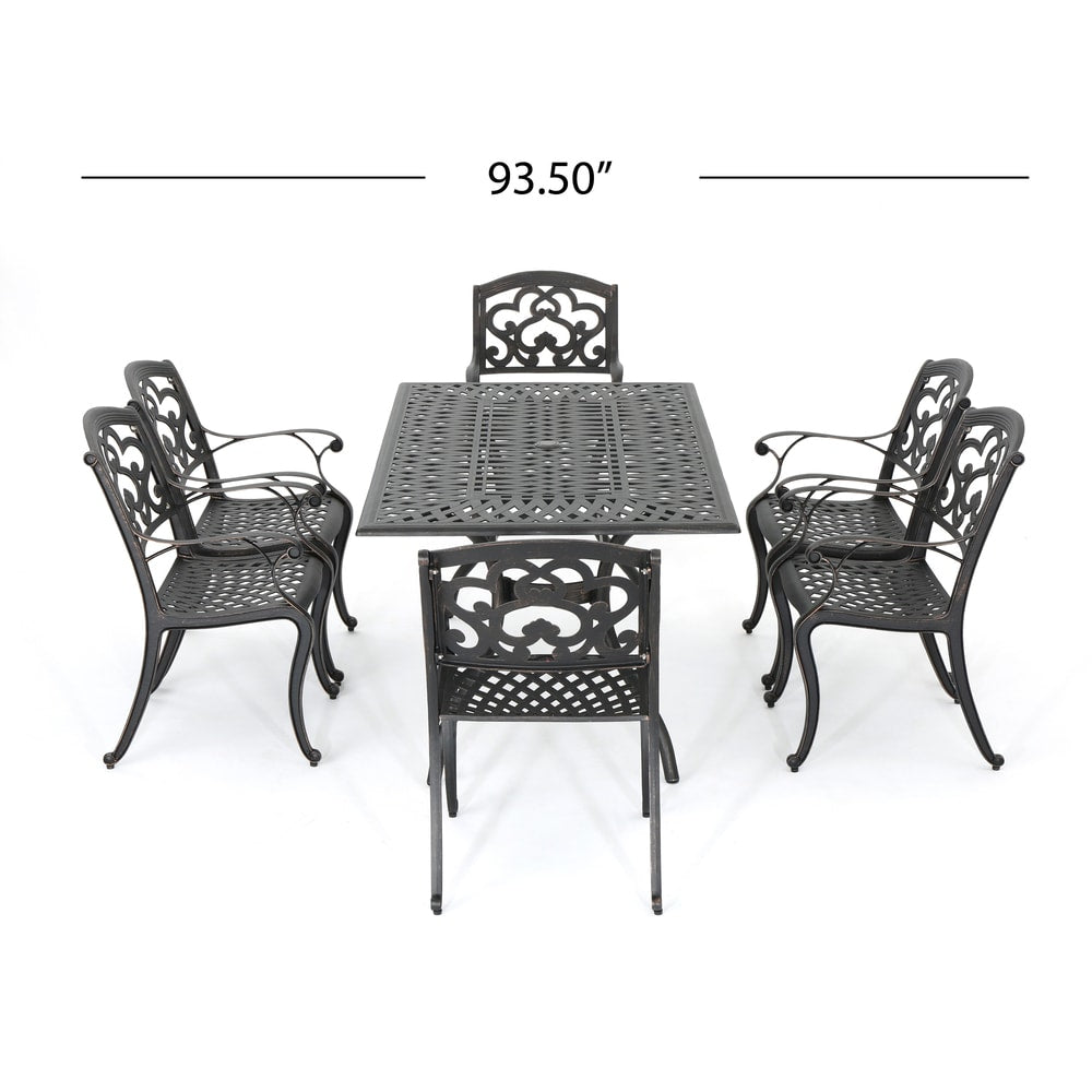 Austin Outdoor 7-piece Cast Aluminum Rectangle Dining Set by Christopher Knight Home