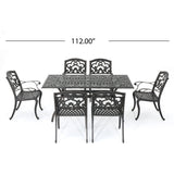Austin Outdoor 7-piece Cast Aluminum Rectangle Dining Set by Christopher Knight Home