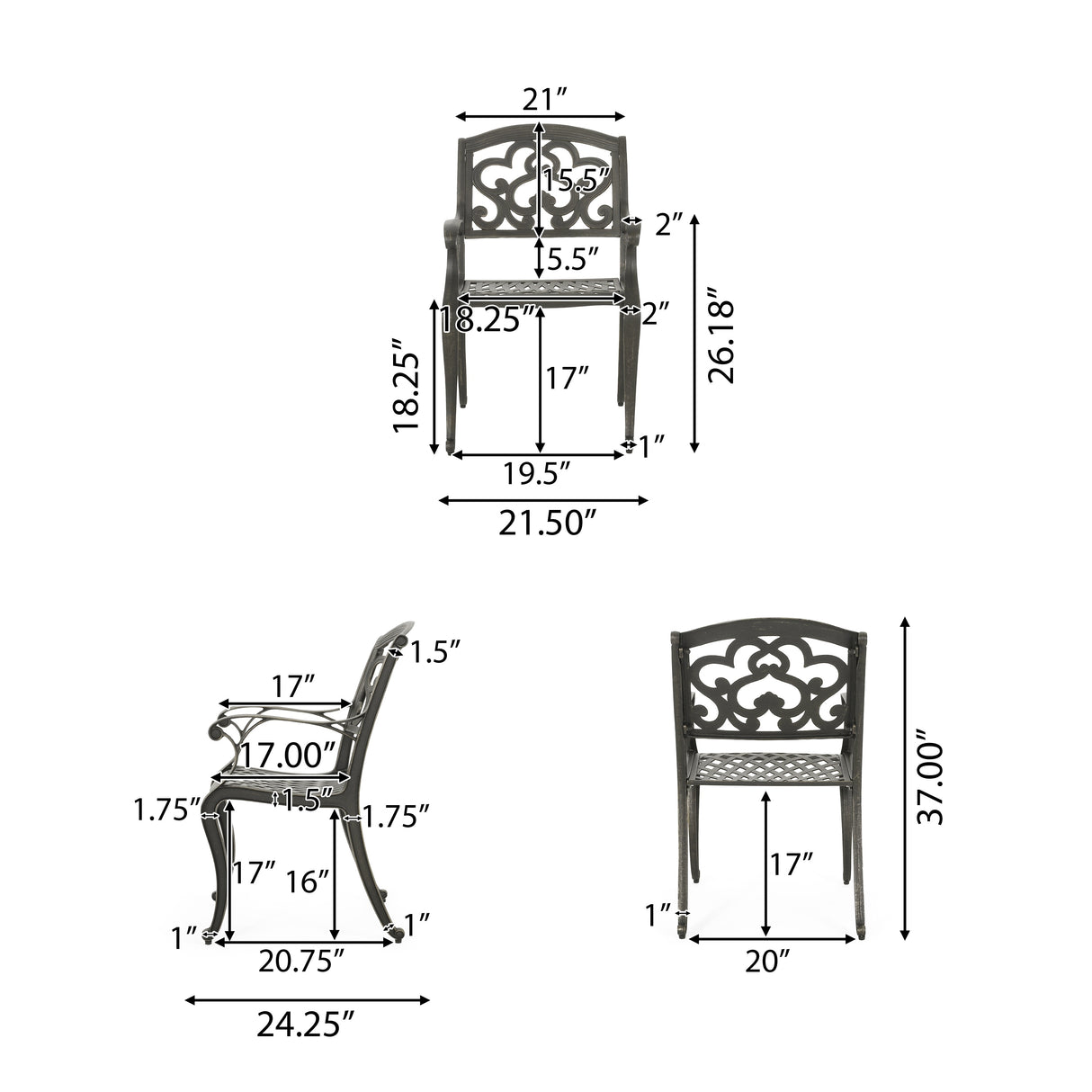 Austin Outdoor Cast Aluminum Dining Chair (Set of 2) by Christopher Knight Home