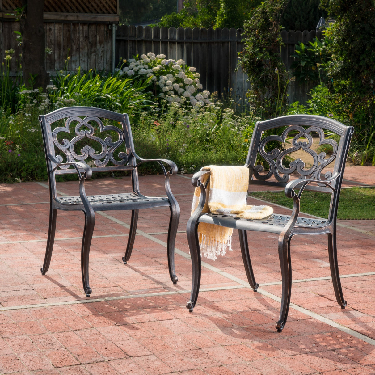 Austin Outdoor Cast Aluminum Dining Chair (Set of 2) by Christopher Knight Home