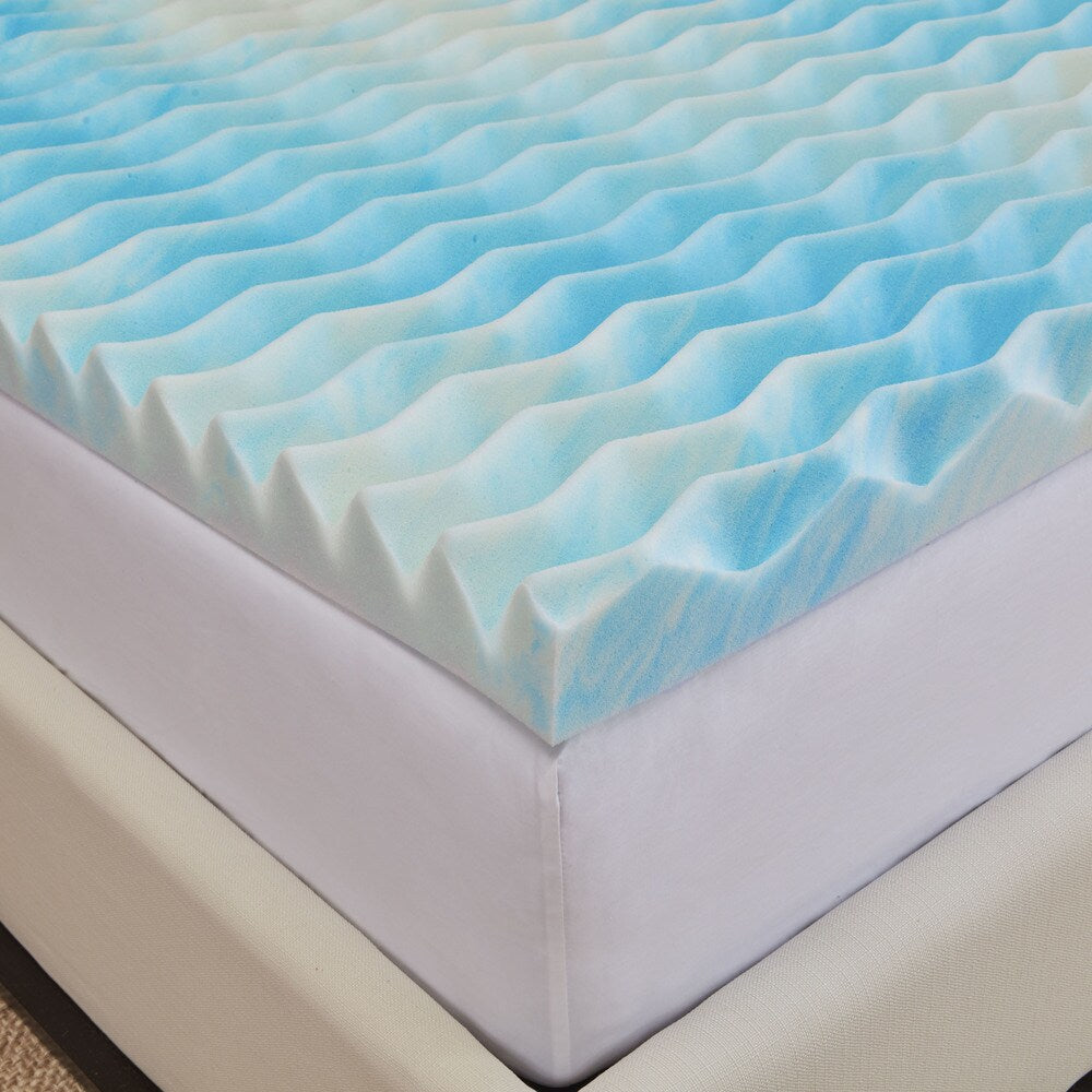 Authentic Comfort 2-inch Dorm Blue Wave Memory Foam Mattress Topper