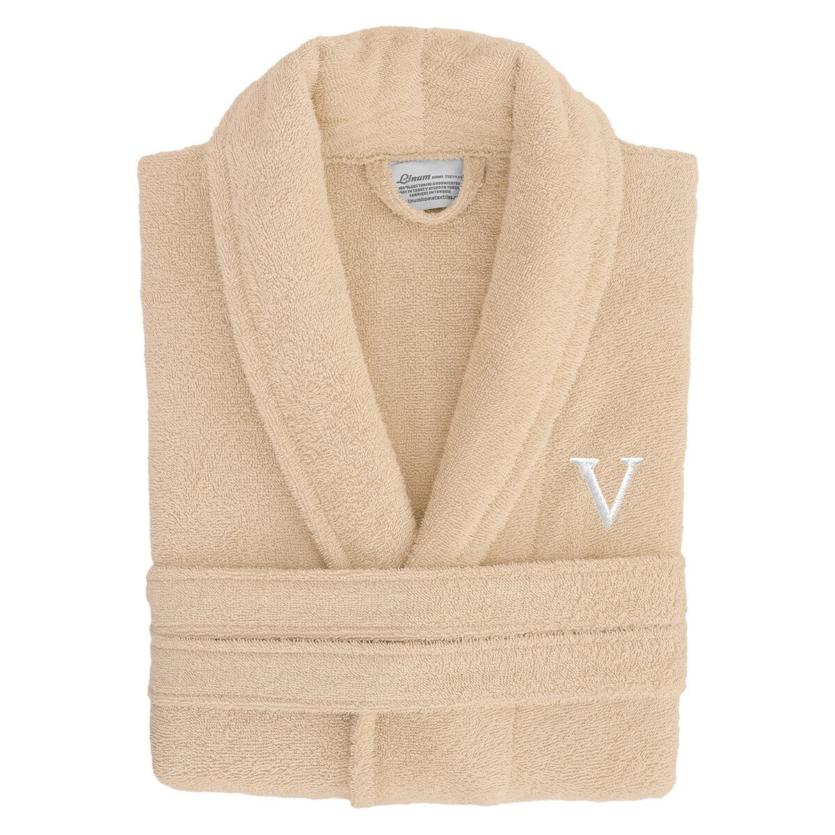 Authentic Hotel Spa Unisex Turkish Cotton Terry Cloth Bath Robe with single letter White Bookman Monogram.
