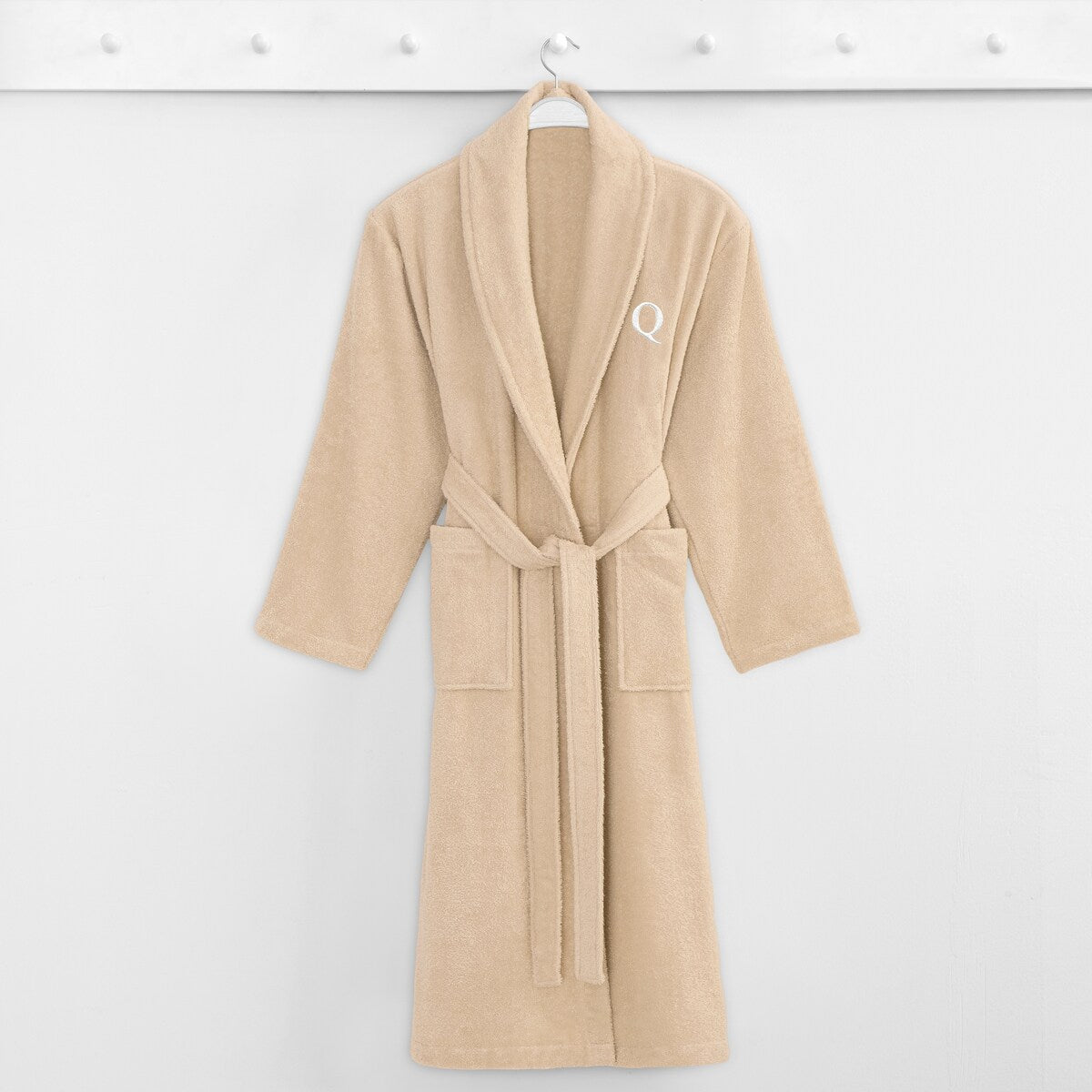 Authentic Hotel Spa Unisex Turkish Cotton Terry Cloth Bath Robe with single letter White Bookman Monogram.