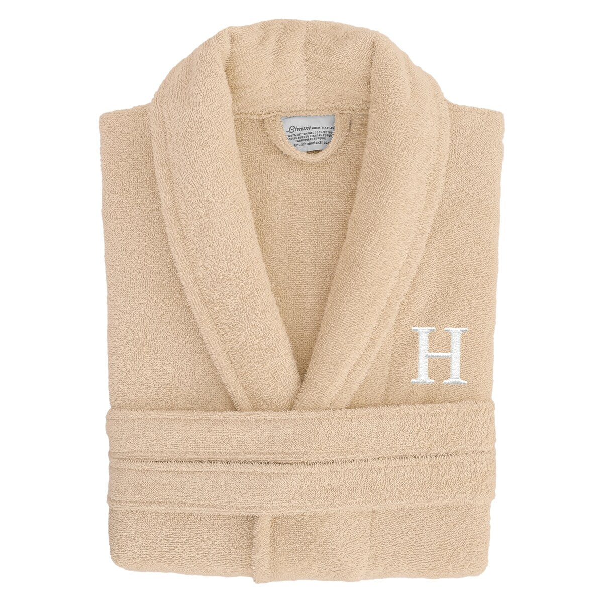 Authentic Hotel Spa Unisex Turkish Cotton Terry Cloth Bath Robe with single letter White Bookman Monogram.