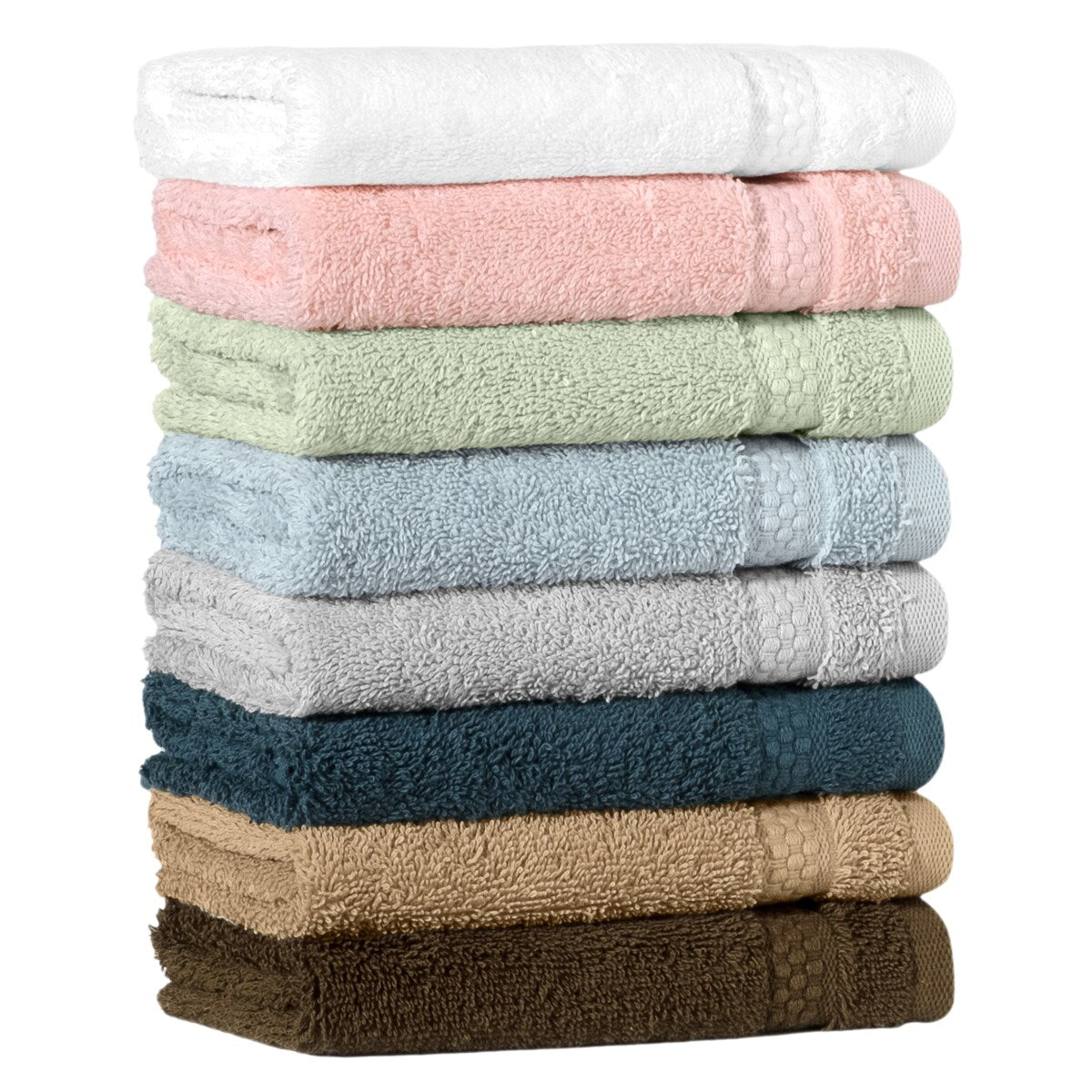 Authentic Hotel and Spa 100% Aeagean Long Staple Turkish Cotton, STARLIGHT Terry Washcloths (Set of 12)