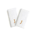 Authentic Hotel and Spa 2-piece White Turkish Cotton Hand Towels with Gold Block Monogrammed Initial