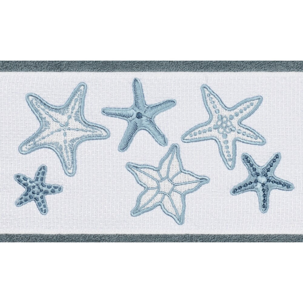 Authentic Hotel and Spa Teal Blue Turkish Cotton Starfish Embroidered 3 piece Towel Set