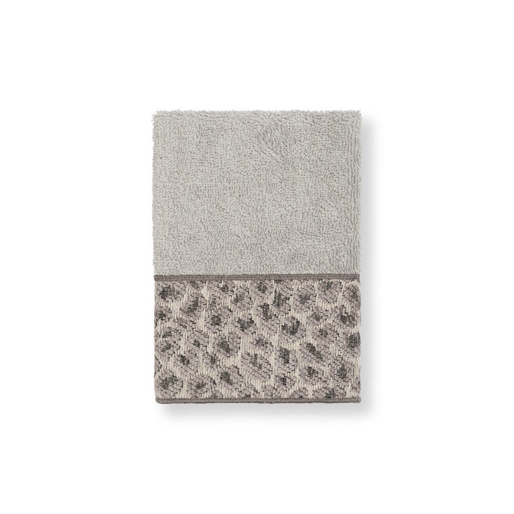 Authentic Hotel and Spa Turkish Cotton Cheetah Jacquard Trim Light Grey 3-piece Towel Set