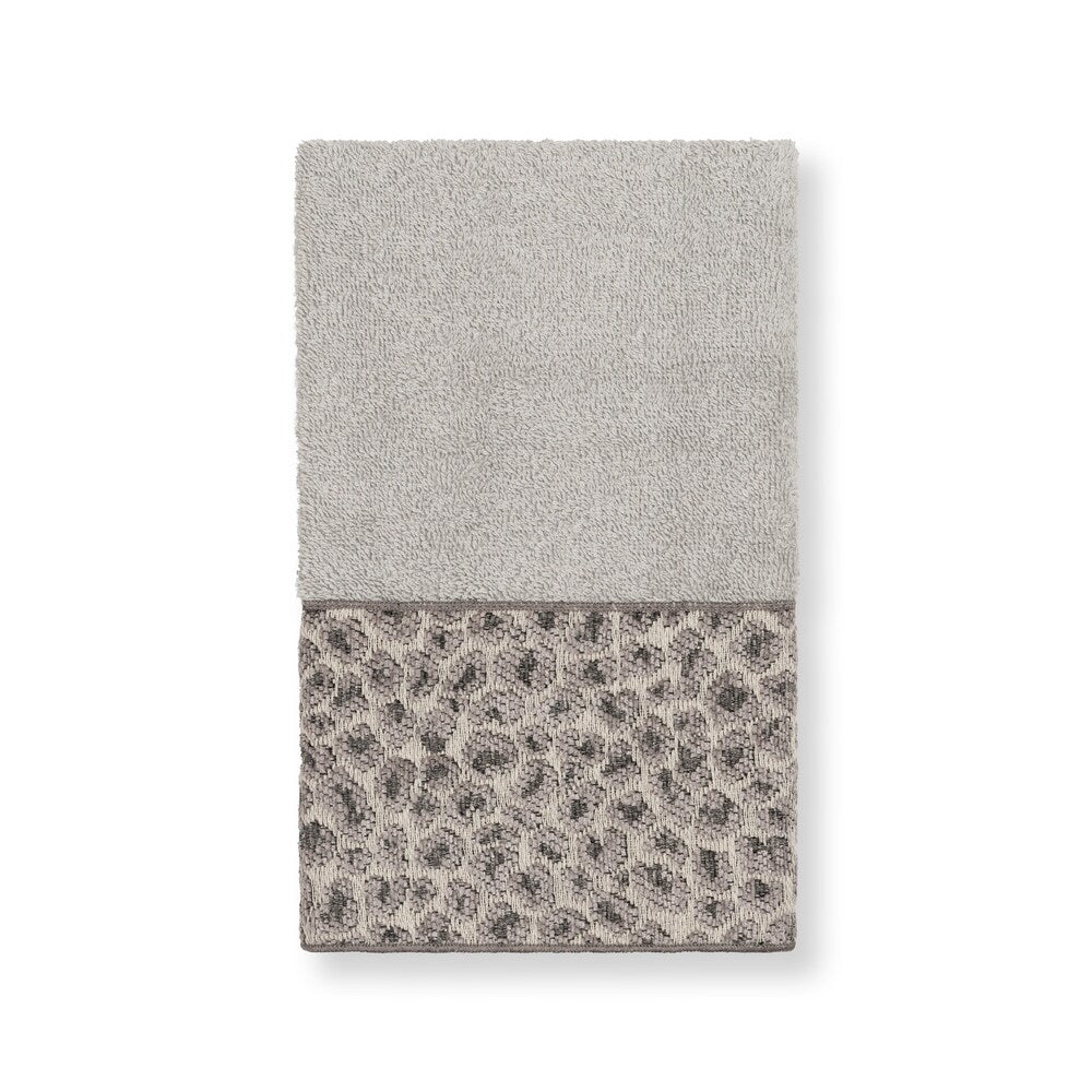 Authentic Hotel and Spa Turkish Cotton Cheetah Jacquard Trim Light Grey 3-piece Towel Set